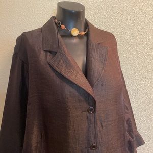 Tanjay Brown 2/3” Sleeve, Large Front Pockets Jacket
